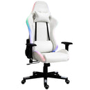 Sedia da Gaming Ergonomica con Luci a LED in Similpelle Bianca-1