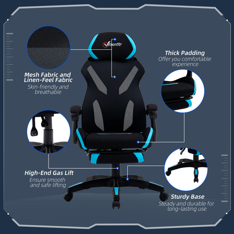 Sedia da Gaming Ergonomica 65x65x119-129 cm in Tessuto Nero-8