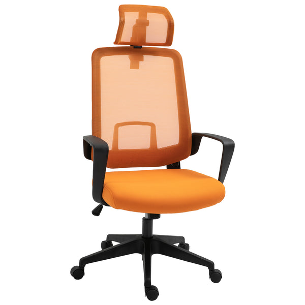 Chaise de bureau de direction 63,5x63x116,5-125,5 cm en tissu orange prezzo