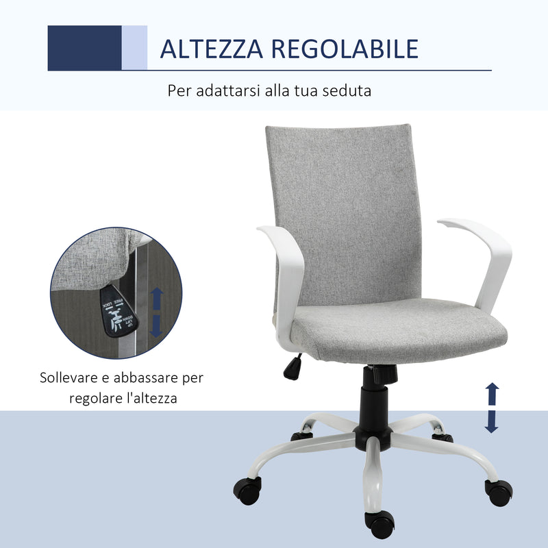 Sedia Ergonomica e Girevole da Ufficio in Tessuto Grigio 61x61x89-99 cm-4