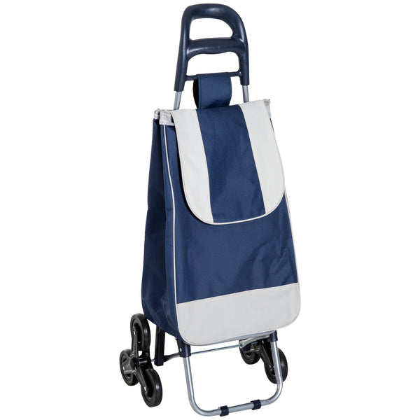 Chariot de courses pliant avec 6 roues bleues et blanches 40x29x95 cm prezzo