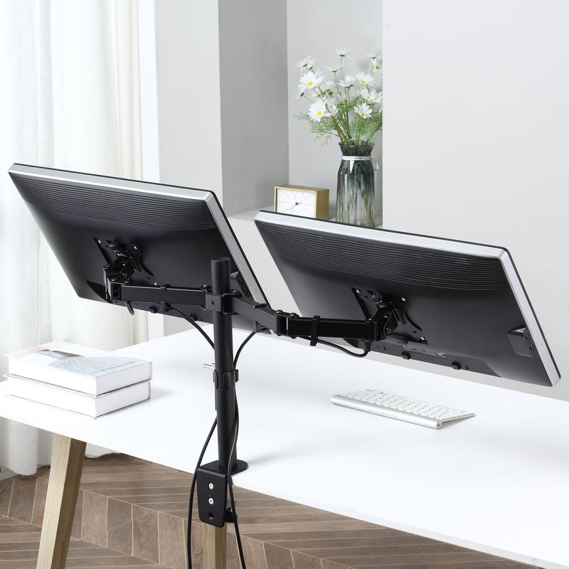 Doppio Supporto Monitor 13"-32" per Scrivania in Acciaio Nero-2