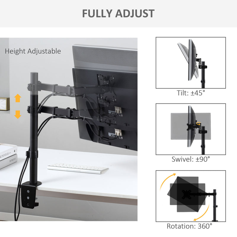 Supporto Monitor da 13"-32" per Scrivania in Acciaio Nero-5