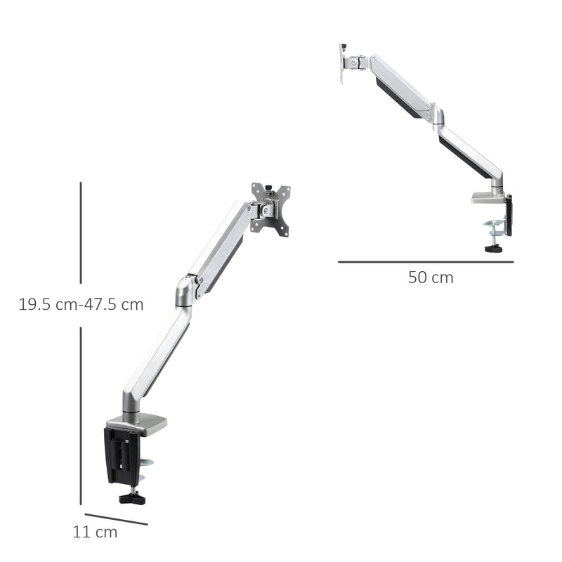 Supporto Monitor da 13"-32" per Scrivania in Acciaio Argento-3