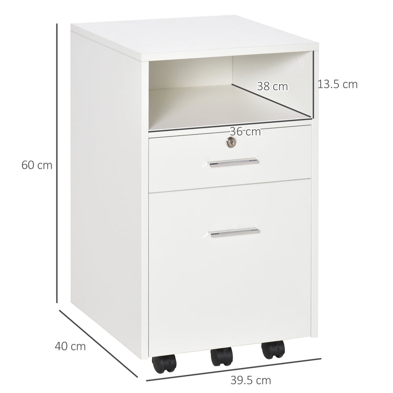 Cassettiera per Scrivania da Ufficio 39,5x40x60 cm in Truciolare Bianco-3