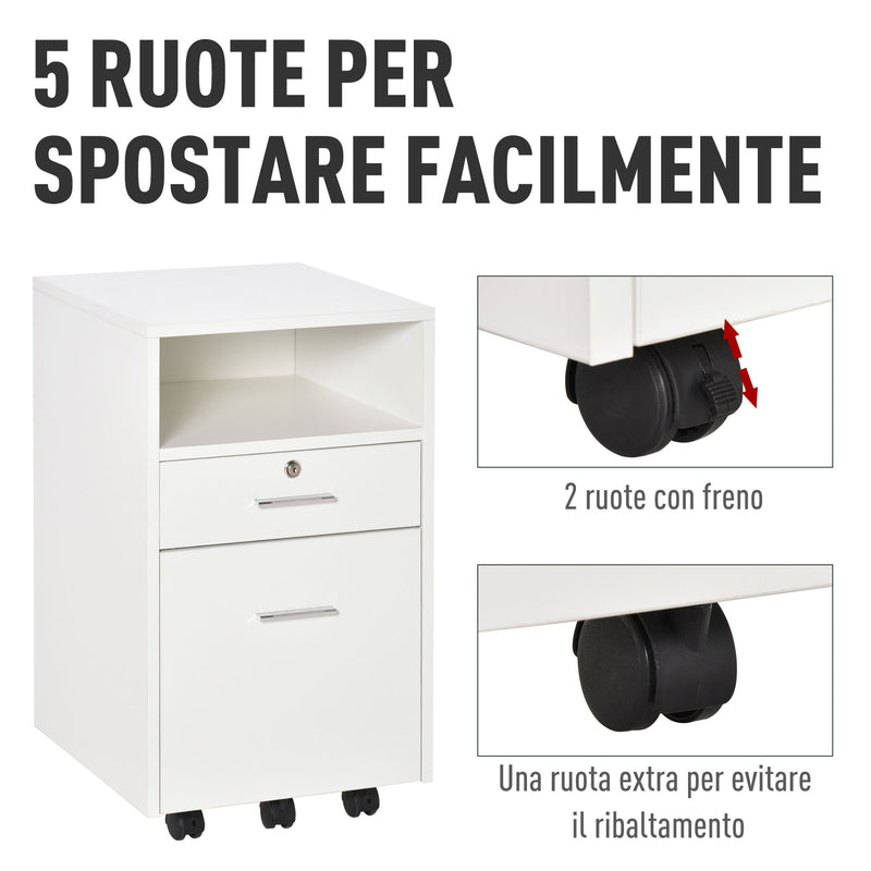 Cassettiera per Scrivania da Ufficio 39,5x40x60 cm in Truciolare Bianco-7