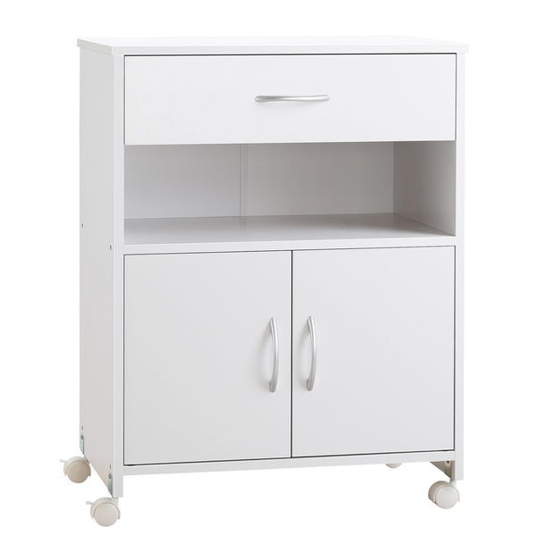 sconto Armoire pour imprimante 60x39x80 cm avec roues blanches