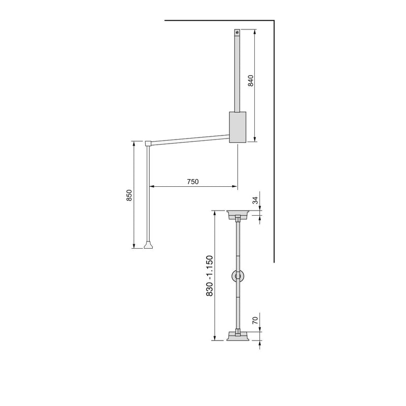 Appendiabiti per Armadio Hang H830 - 1150 Verniciato Nero Acciaio e Tecnoplastica Emuca-2