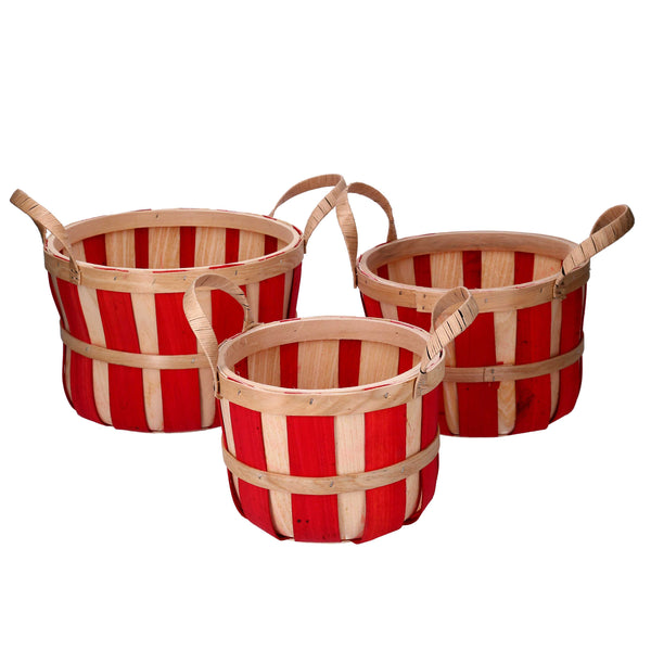 sconto Lot de 3 paniers ronds en osier rouge