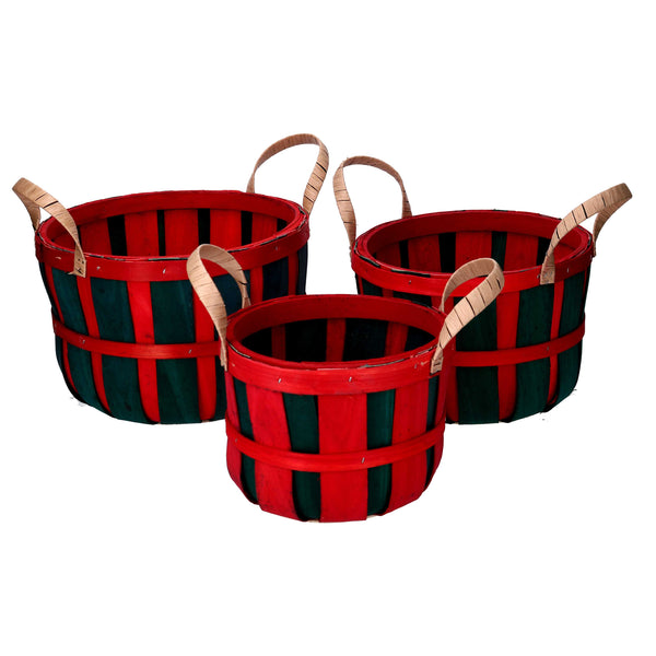 Lot de 3 paniers ronds en osier vert et rouge prezzo