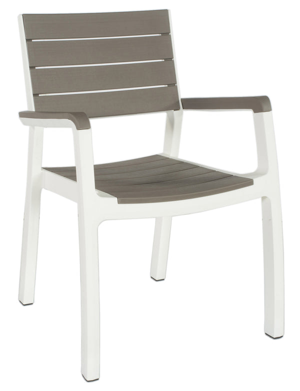 Chaise de jardin avec accoudoirs en résine Bauer Harmony Blanc et Taupe acquista