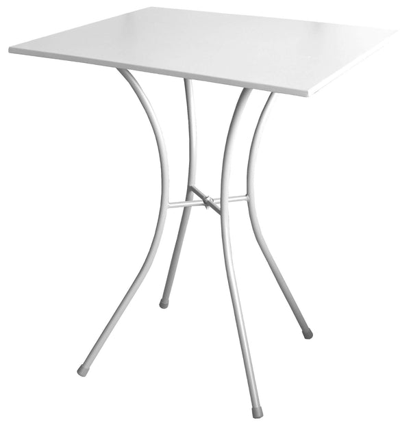 sconto Table basse de jardin 60x60x72 cm en acier blanc Bauer Luna