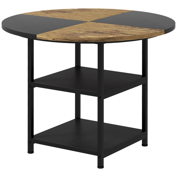 Table à manger 4-6 personnes Ø100x76 cm avec étagères en acier et MDF noir et marron online