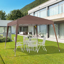 Gazebo Pieghevole da Giardino  con Struttura  Antivento 2,4x2,4m in Acciaio e Corde Caffè-2