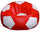 Pouf Pouf Ø100 cm en Simili Cuir Baselli Ballon de Football Rouge et Blanc