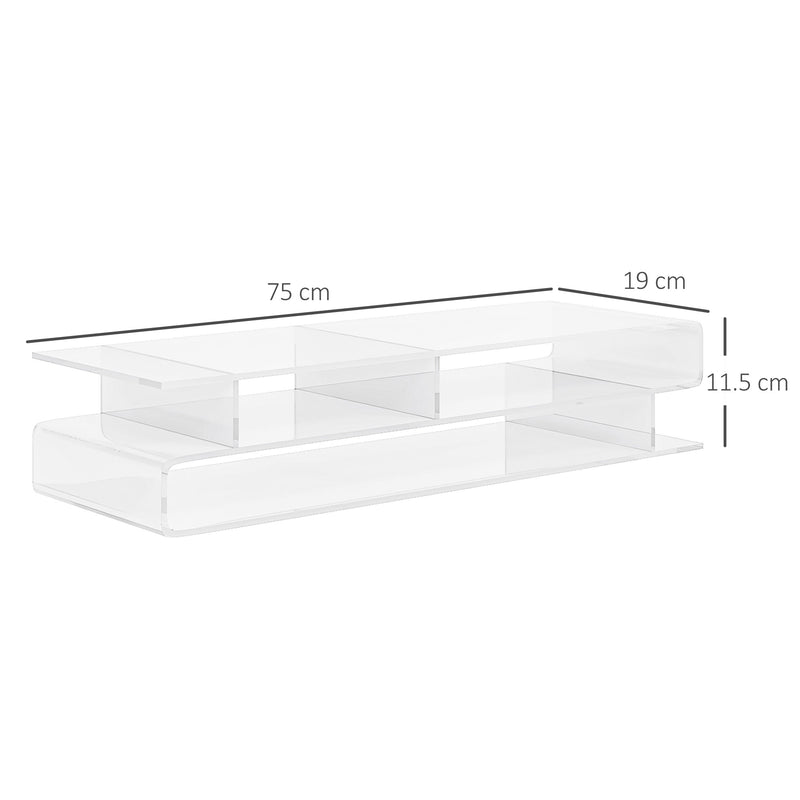 Supporto Monitor PC con Scomparti Centrali 57x19x11,5 cm in Acrilico Trasparente-3