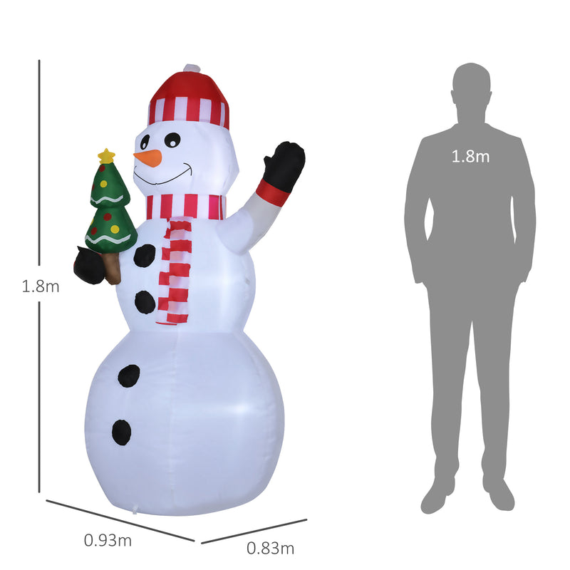 Pupazzo di Neve Gonfiabile 93x83x180 cm con Luci LED da Esterno e Interno-3