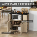 Carrello da Cucina con Ripiano 2 Ante 75x40x80,5 cm in Truciolato Rovere e Nero-4