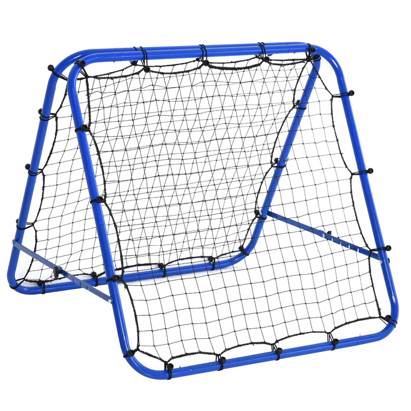 Rete Rimbalzo da Calcio Pieghevole 100x95x90 cm con Angolo Regolabile e Picchetti Blu-1