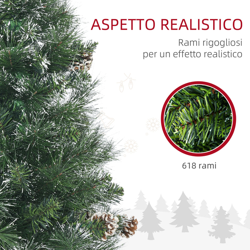 Albero di Natale Artificiale 180 cm 618 Rami con Pigne Verde-5