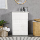 Mobiletto Bagno 2 Cassetti 61x37x88 cm con Lavabo in Ceramica Bianco-7