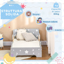 Struttura Letto Singolo per Bambini 143x76x49 cm con Motivi a Stelle e Luna in Pannelli di MDF e Truciolato Grigio-6