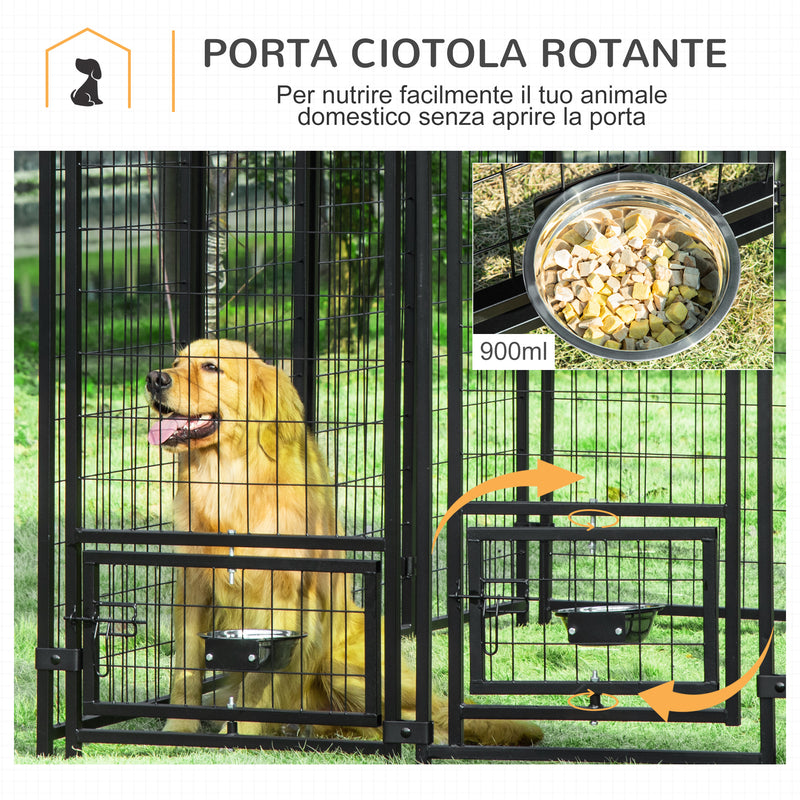 Kennel per  Cani da Esterno 244x122x183 cm in Acciaio e Tessuto Oxford Verde-5