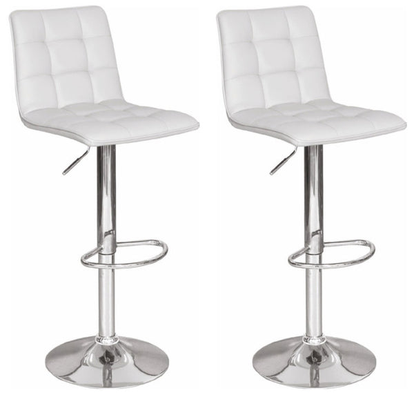 acquista Lot de 2 Tabourets de Bar Rembourrés 53x44x43 cm en Simili Cuir Blanc