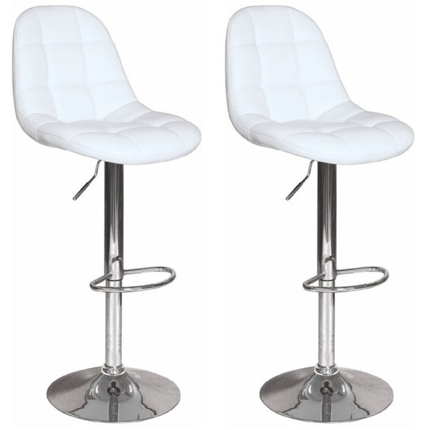 Lot de 2 Tabourets de Bar Rembourrés 100x65x90 cm en Simili Cuir Blanc acquista