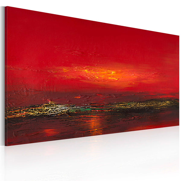 Tableau peint - Coucher de soleil rouge sur la mer 120x60cm Erroi sconto