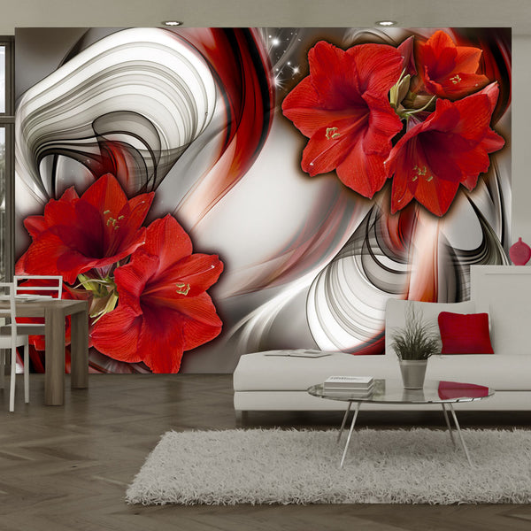 Papier Peint Fresque - Amaryllis - Ballade Du Papier Peint Erroi Rouge prezzo