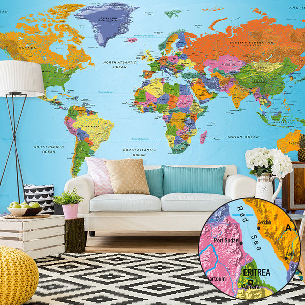 Papier Peint Mural XXL - Carte du Monde - Géographie Colorée II 500x280cm Erroi online