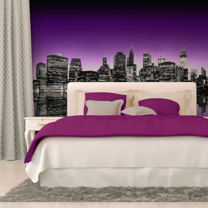 Carta da Parati Fotomurale - The Big Apple in Purple Color 450x270 cm Erroi-1