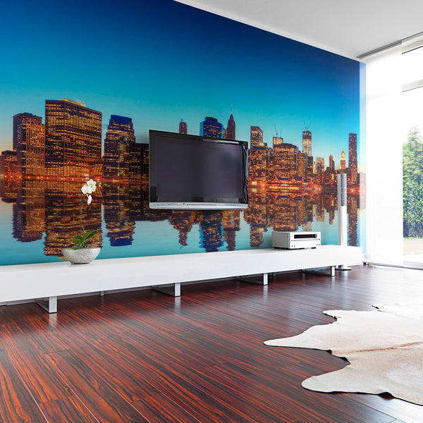 prezzo Papier Peint Fresque - Skyline De New York Depuis L'Eau 450x270cm Erroi