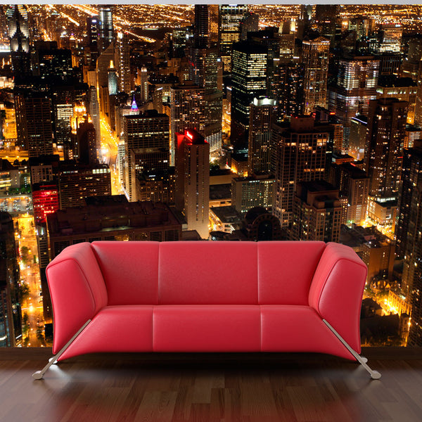 Photo Papier Peint Mural - Ville La Nuit - Chicago, États-Unis 450x270cm Erroi sconto