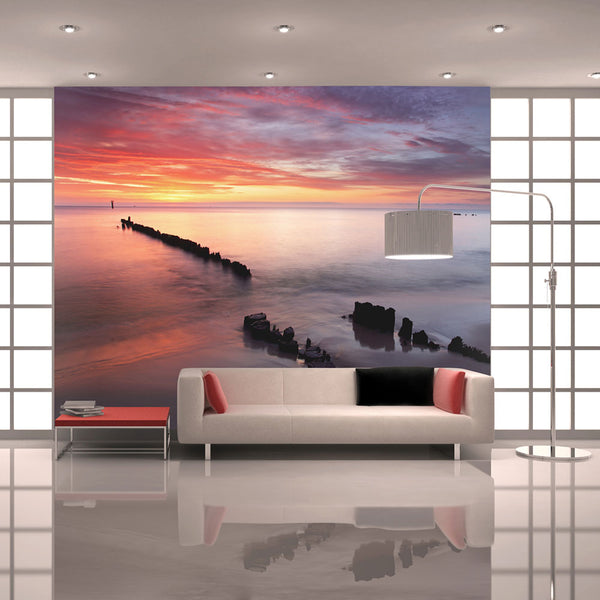 sconto Papier Peint Photo Mural - Lever de Soleil sur la Mer Baltique 450x270cm Erroi