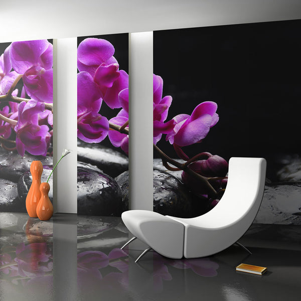 Papier Peint Fresque - Moment De Détente - Une Orchidée Et Des Pierres Zen 450x270cm Erroi prezzo