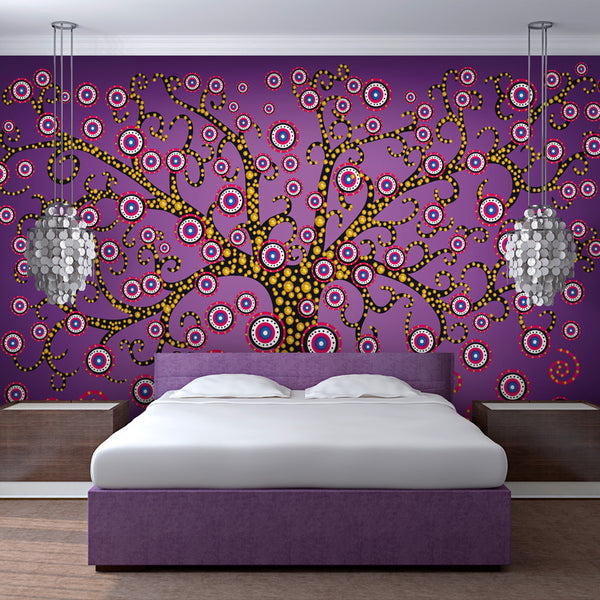 sconto Papier Peint - Papier Peint Arbre Violet Abstrait Erroi