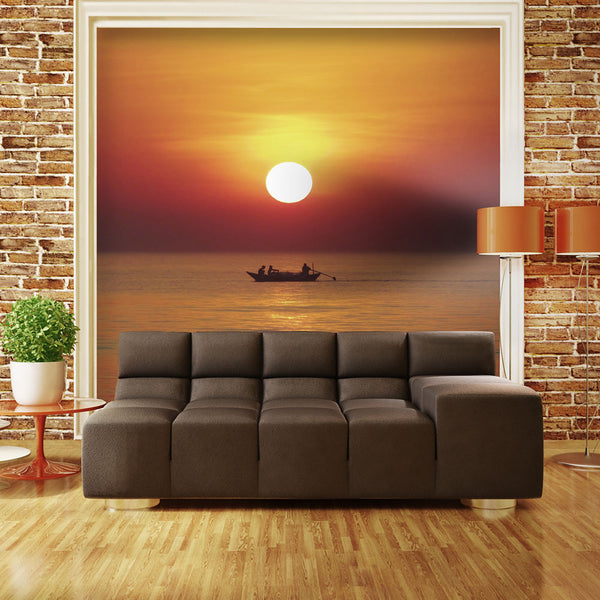 Papier Peint Fresque - Bateau De Pêche Au Coucher Du Soleil Papier Peint Erroi sconto