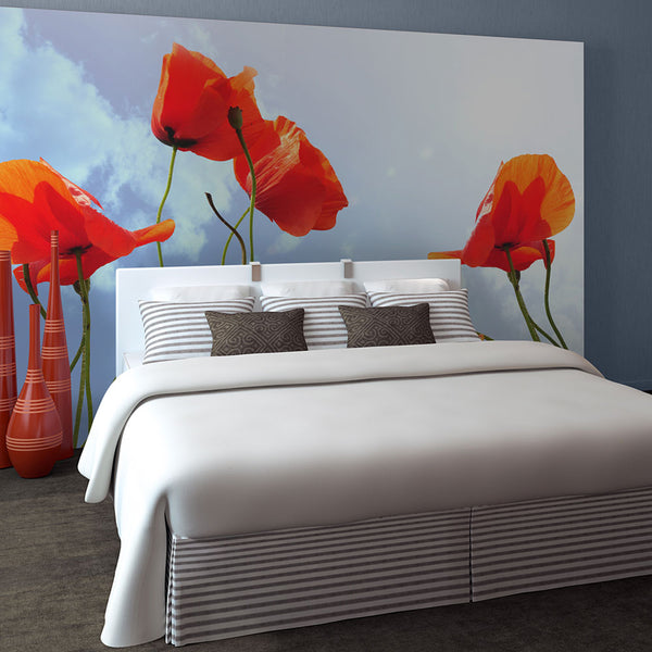 acquista Papier Peint Photo Mural - Coquelicots Sur Fond De Ciel Bleu 200x154cm Erroi