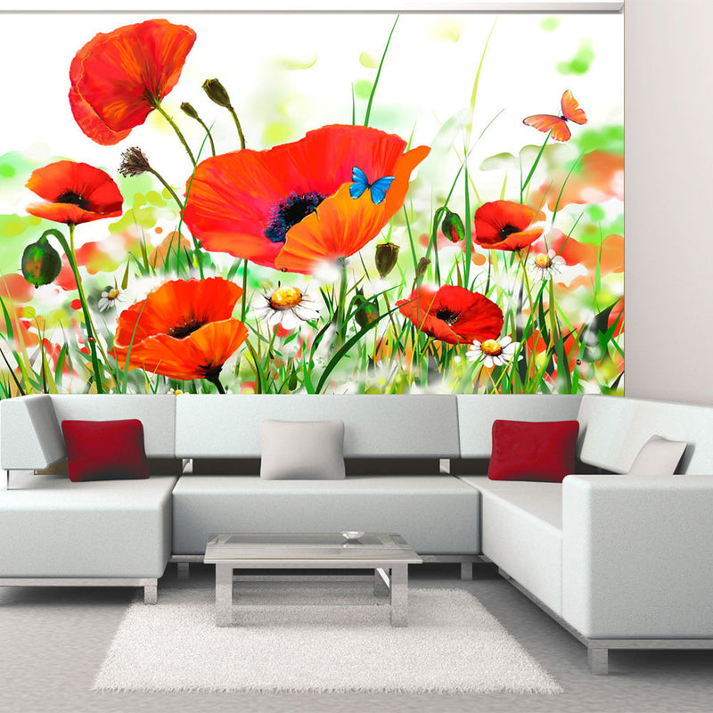 Fotomurale - Country Poppies 200X154 cm Carta da Parato Erroi-1