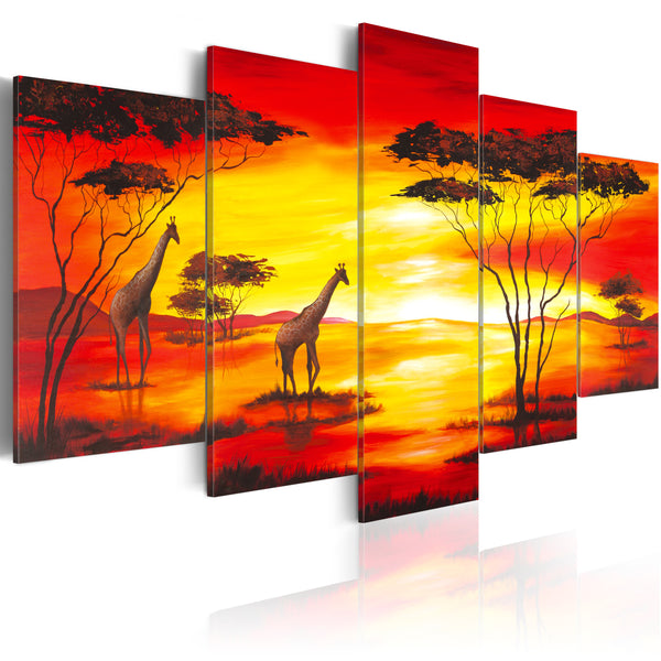 Affiche - Girafes Sur Fond De Soleil Couchant Erroi sconto