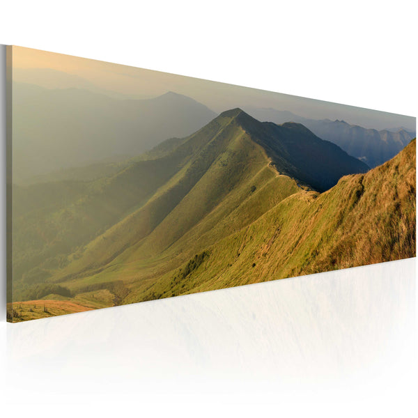 sconto Cadre - Impression Sur Toile - Montagnes Au Coucher Du Soleil 120x40cm Erroi