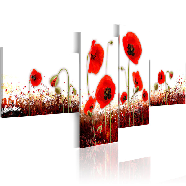 Affiche - Prairie De Coquelicots Rouges Sur Fond Blanc Erroi prezzo