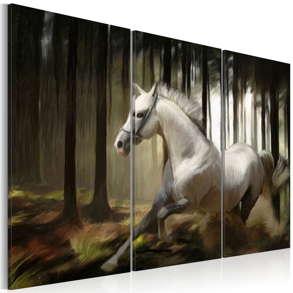 Oeuvre - Cheval Blanc Parmi Les Arbres 60x40cm Erroi sconto