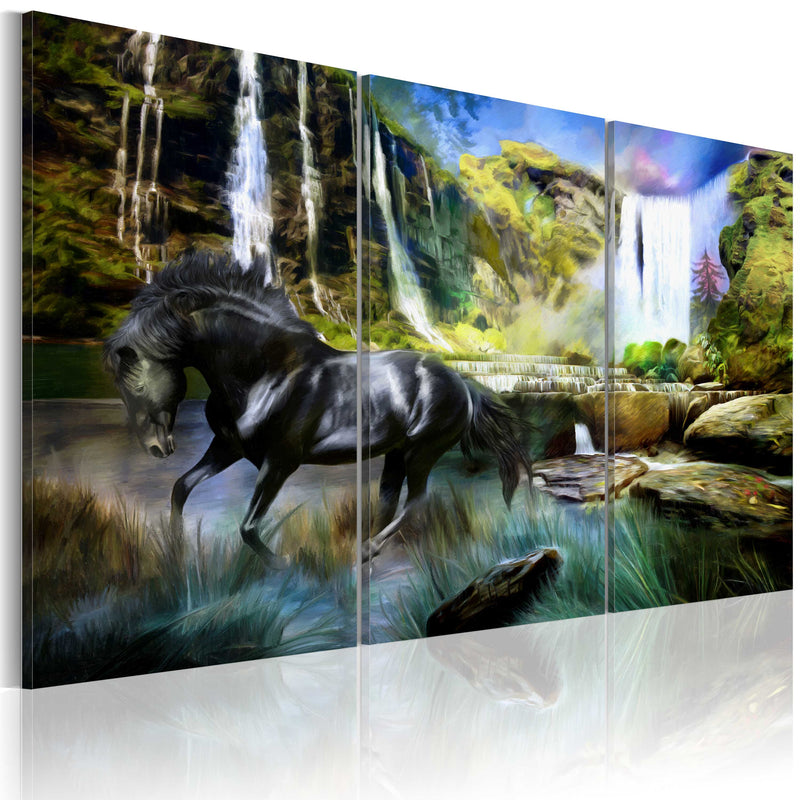 Quadro - Cavallo Sullo Sfondo di Una Cascata Azzurra 60X40Cm Erroi-1