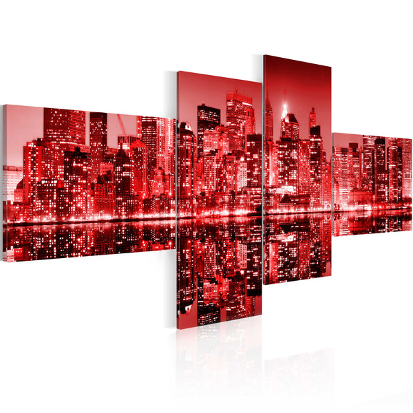 sconto Tableau sur toile - Nyc City In Shades Of Red Erroi