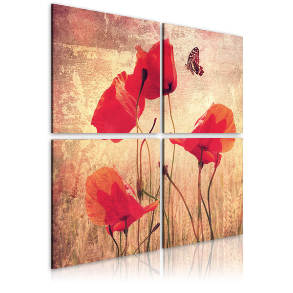 acquista Cadre - Rétro, Coquelicots Et Papillon 40x40cm Erroi