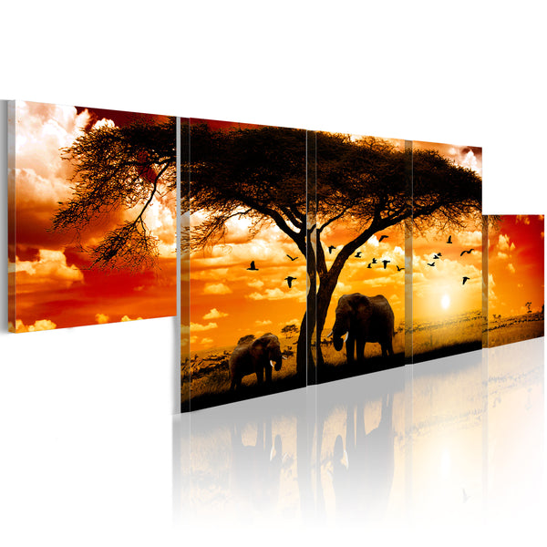 prezzo Peinture - Coucher de Soleil Rouge - Afrique 100x30cm Erroi