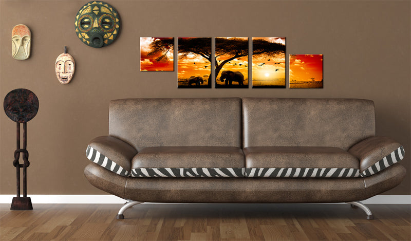 Quadro - Tramonto Rosso - Africa 100x30cm Erroi-2